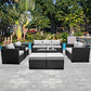 Rattaner Patio Furniture Sets 7 Pieces Outdoor Furniture Sectional Patio Couches Set Storage Table No-Slip Grey Cushions and Waterproof Covers